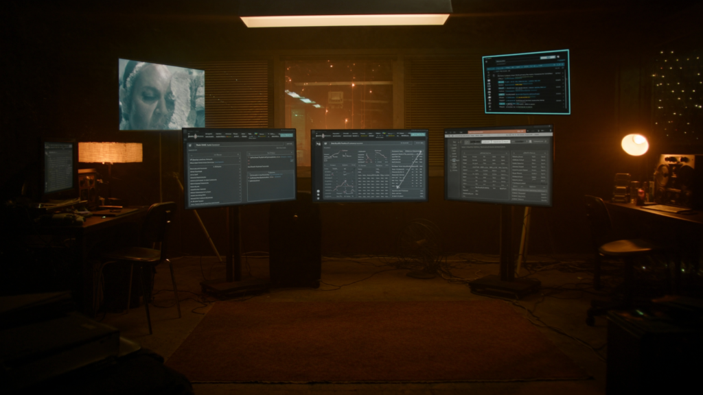 Workspace cyberpunk em luz amber e cyan: GEO em 2026 substitui parte do SEO técnico