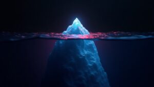 Iceberg: a ponta iluminada acima da água e a massa real submersa — o CAC do painel vs o real