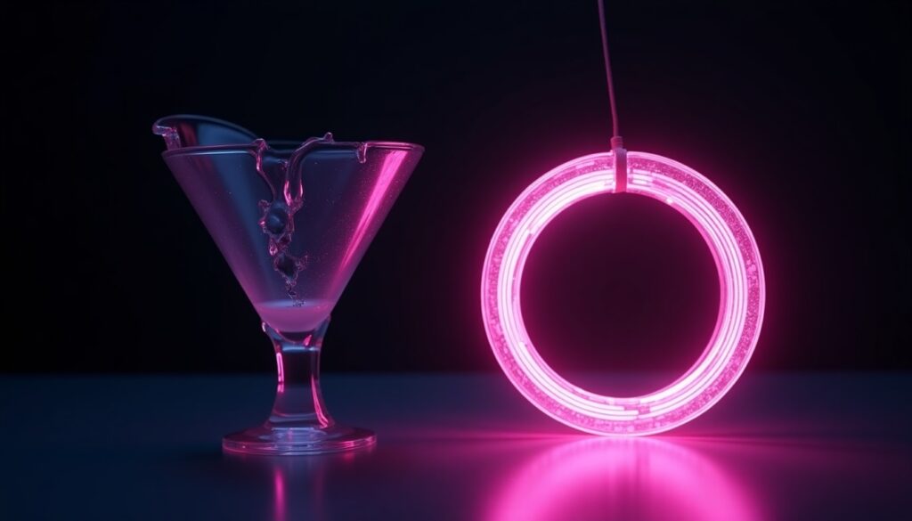 Funil furado vazando ao lado de um loop de luz que se realimenta